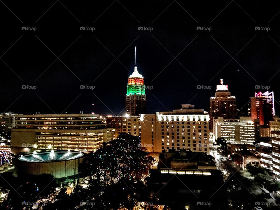 Downtown buildings and architecture.  Overlook view.