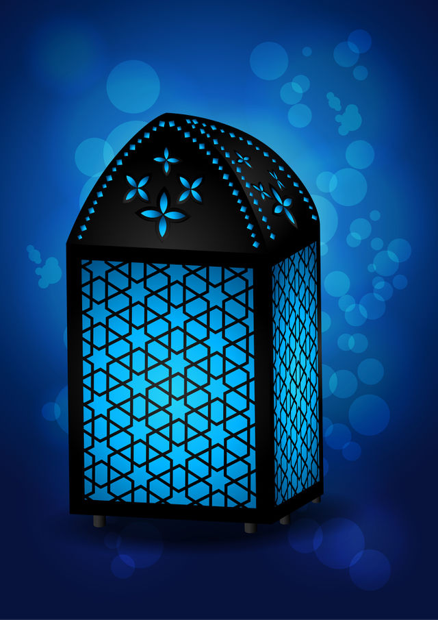 Beautiful Islamic Egyptian Arabic Lamp in blue background