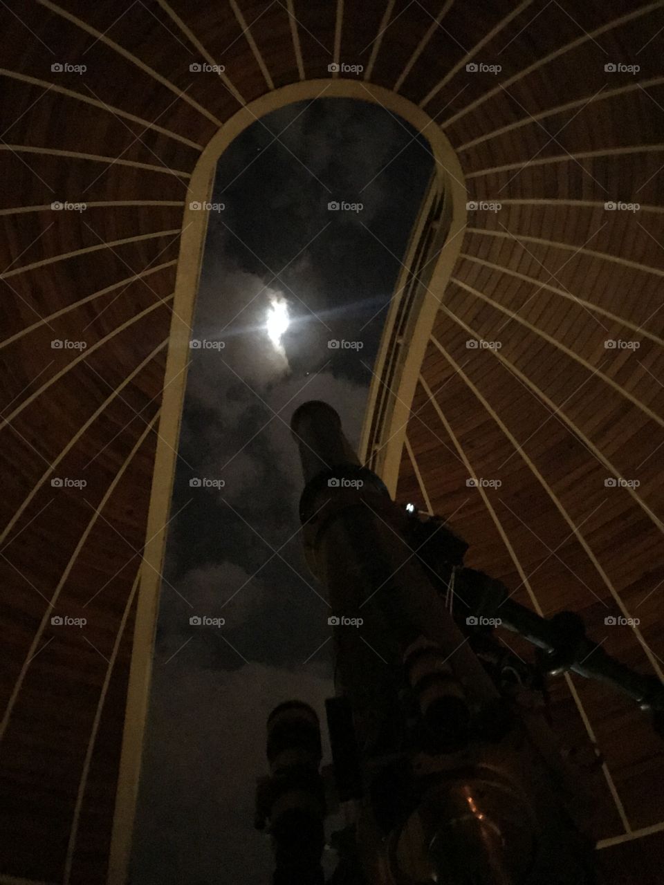 Arcetri observatory telescope looking out at the beautiful moon.