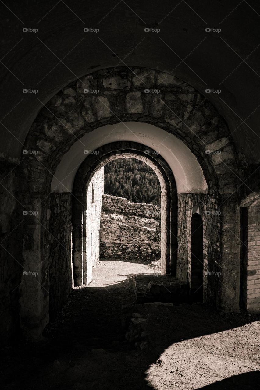 Abandoned Castle Ruin Passageway.