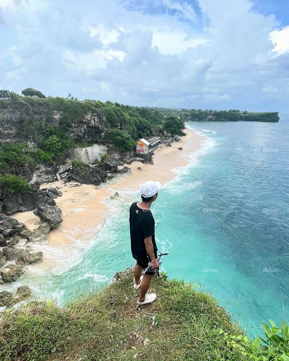 A very beautiful combination of cliffs and ocean on Balangan Beach, Bali.