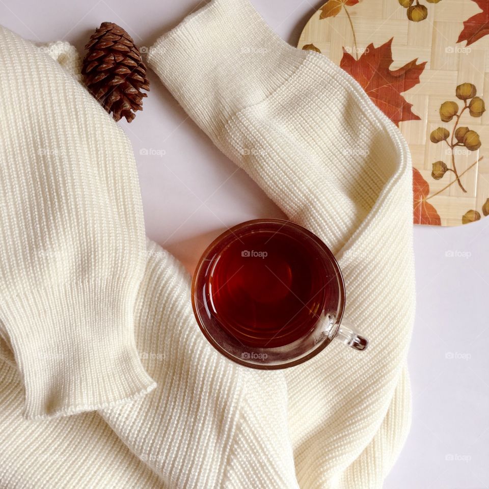 Hot tea with sweater 