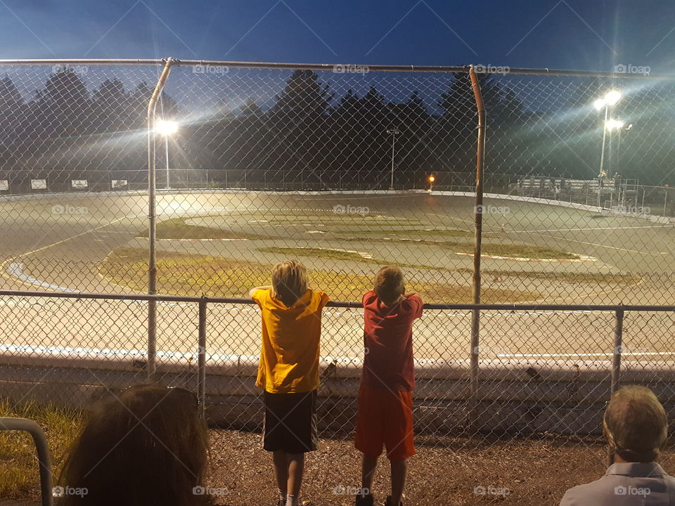 Boys Watching Go Cart Race