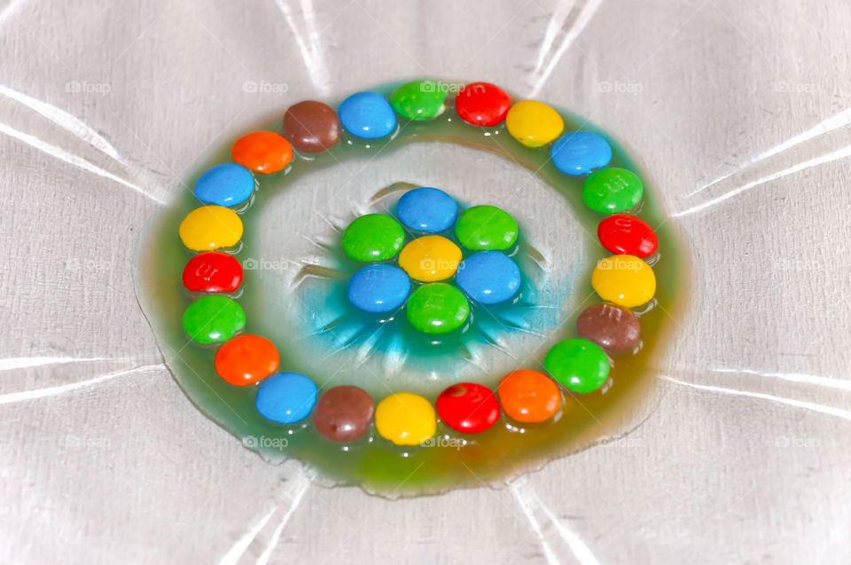 Playing with m&m's and water