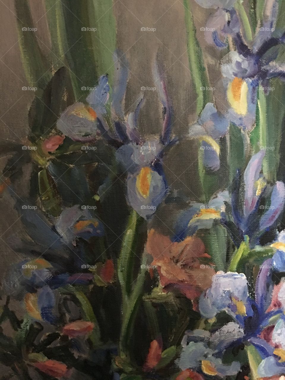 Oriental theme Oil painting of iris