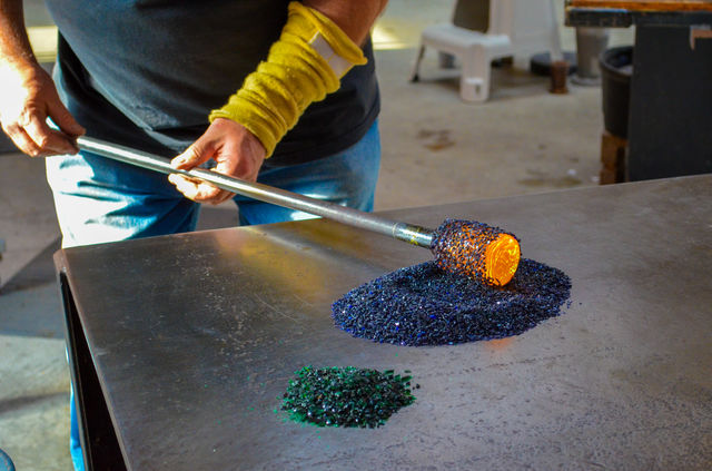 blown glass Artisan hard at work