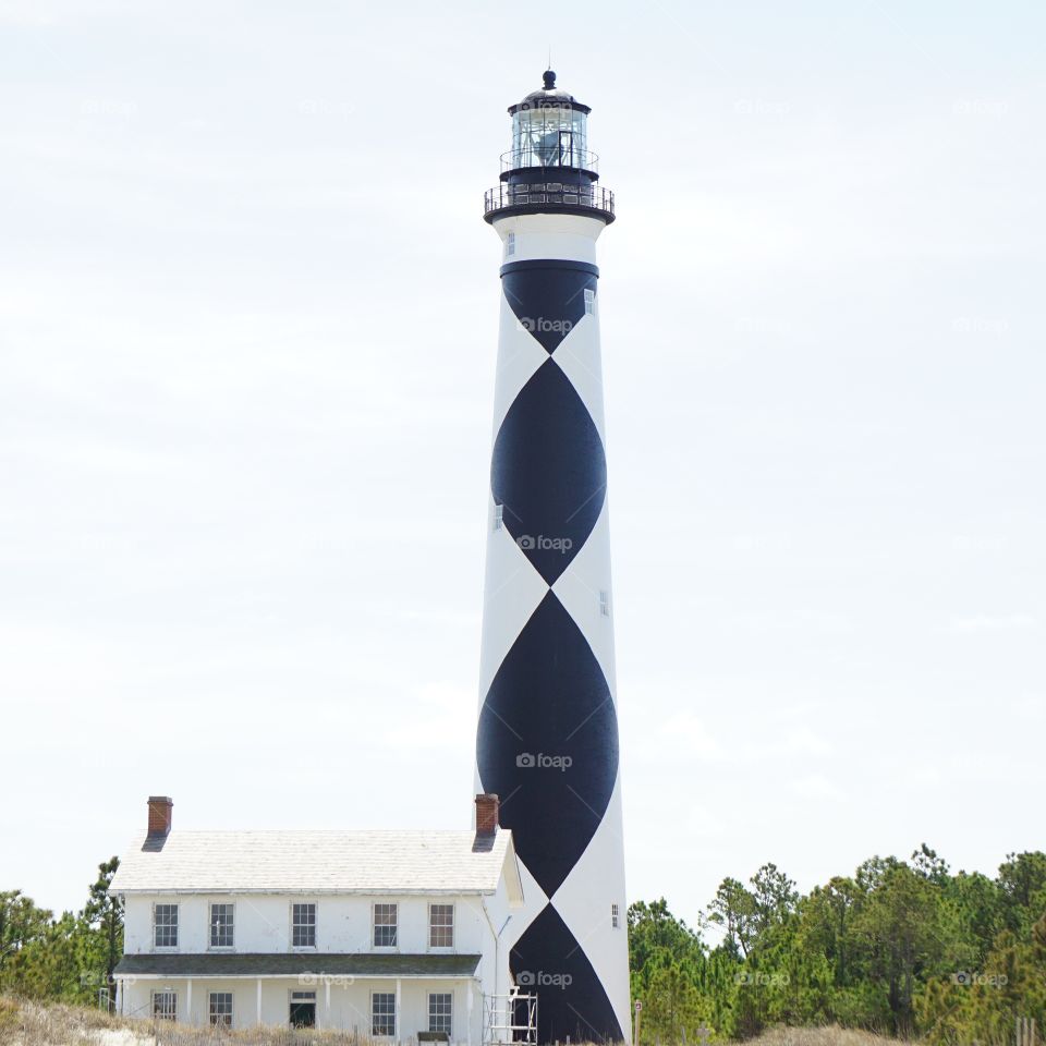 Cape Lookout Lighthouse and keeper's quarters