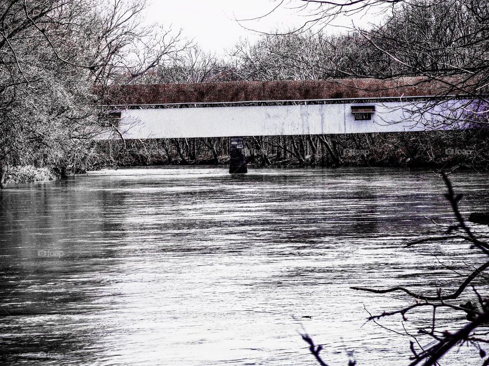 Covered bridge from the river