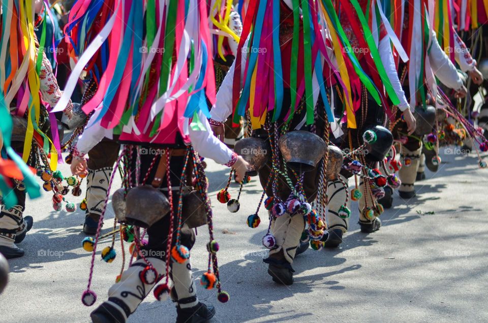 Kukeri Dance. Kukeri are elaborately costumed Bulgarian Men, who Perform Traditional Rituals Intended to Scare Away Evil Spirits