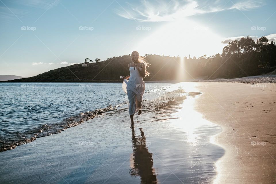 running on the beach