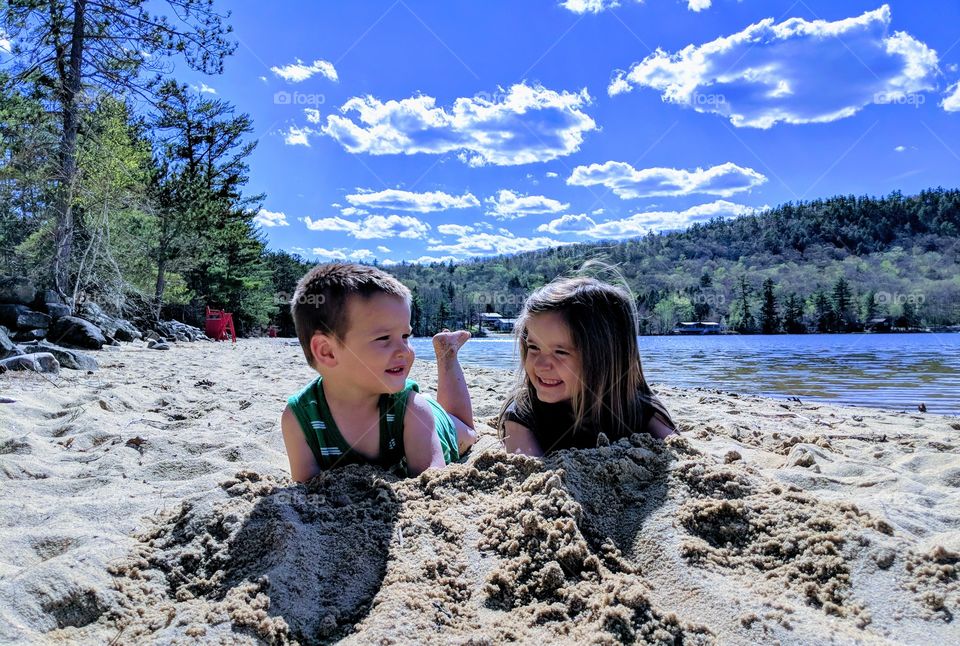 sibling fun at the beach