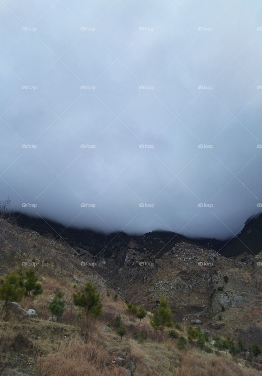 lovely clouds on mountain