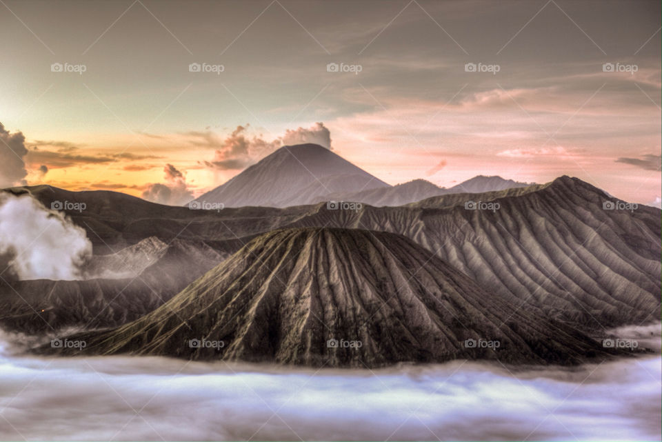 Sunrise over volcanoes