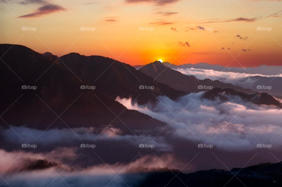 Beautiful mountain and sun set natural landscape