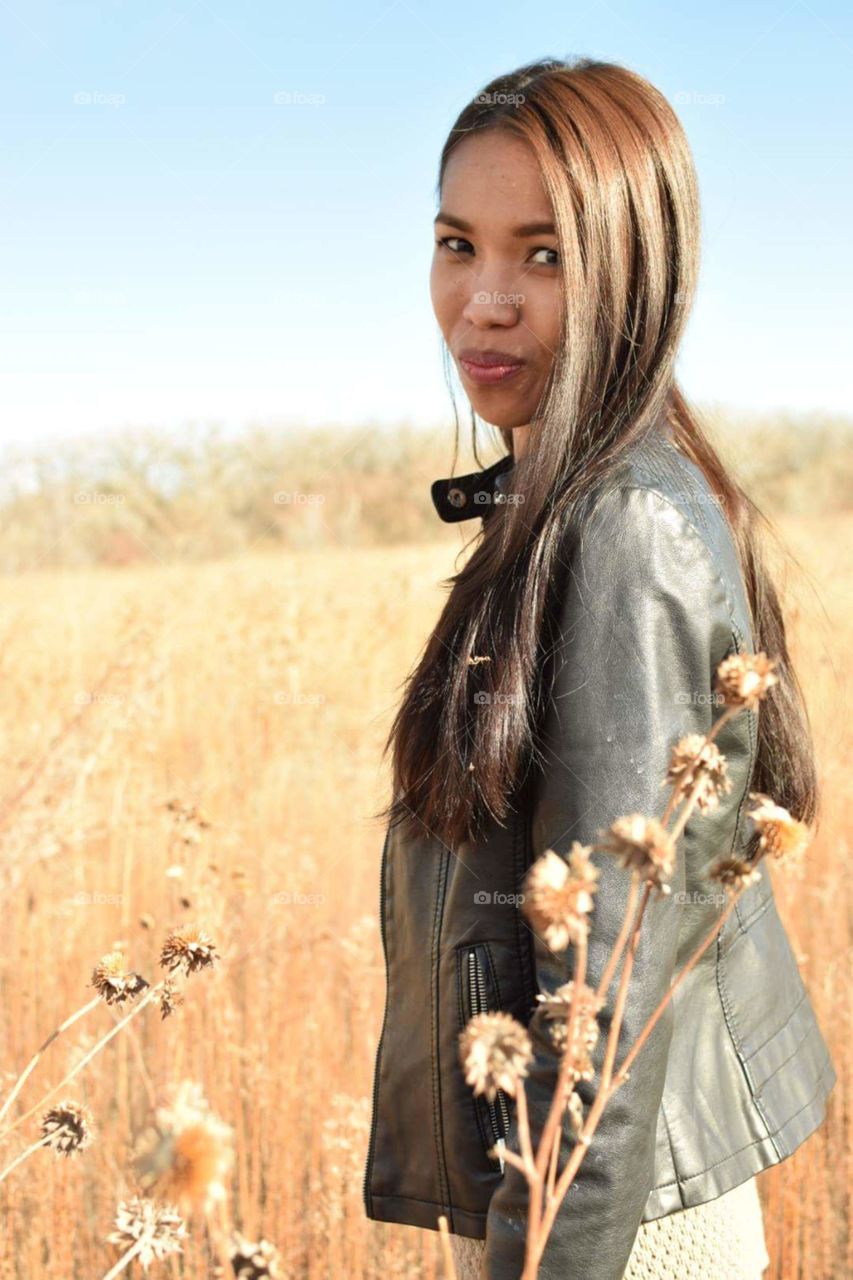 Filipina woman in field