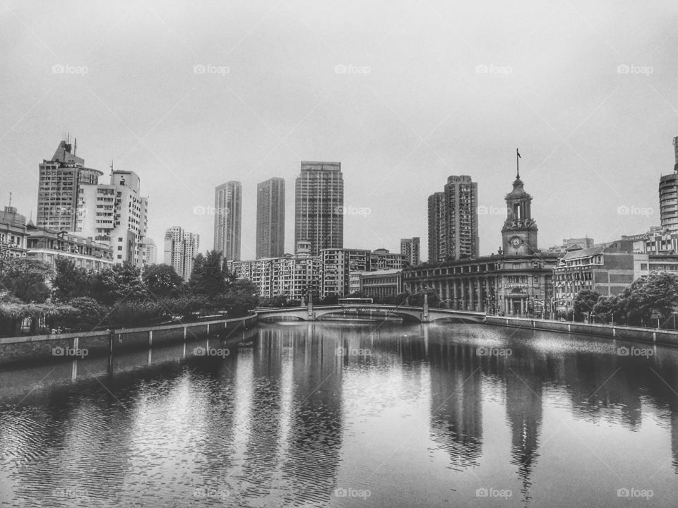 Black and white Sunday morning in Shanghai 