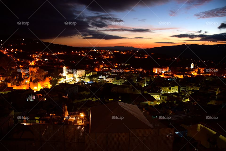 Chefchaouen skyline at night
