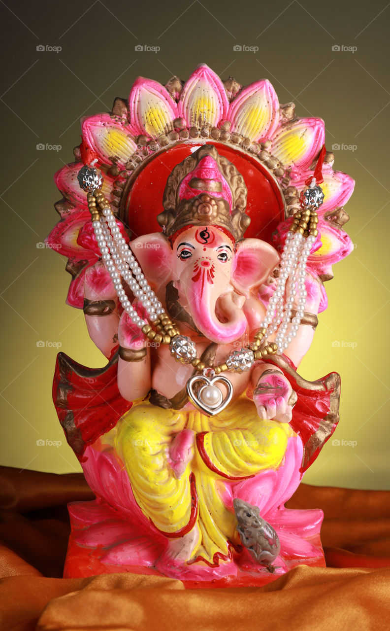 Colorful Indian God Ganesha idol / Statue