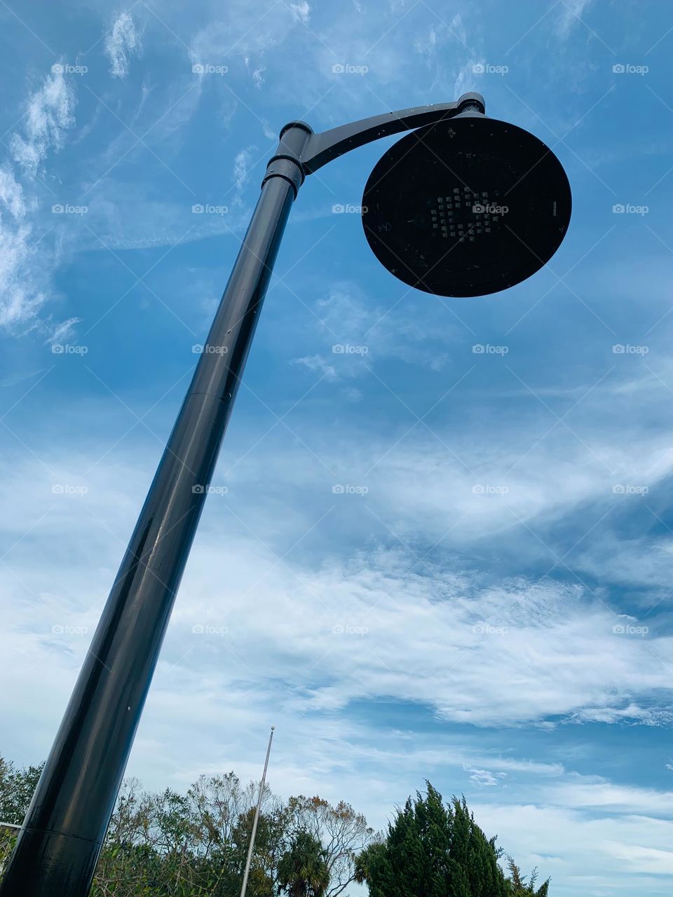 Tall Light Post While Walking At The Park