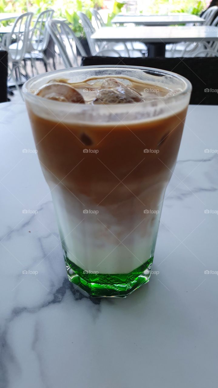 Pandan coffee latte