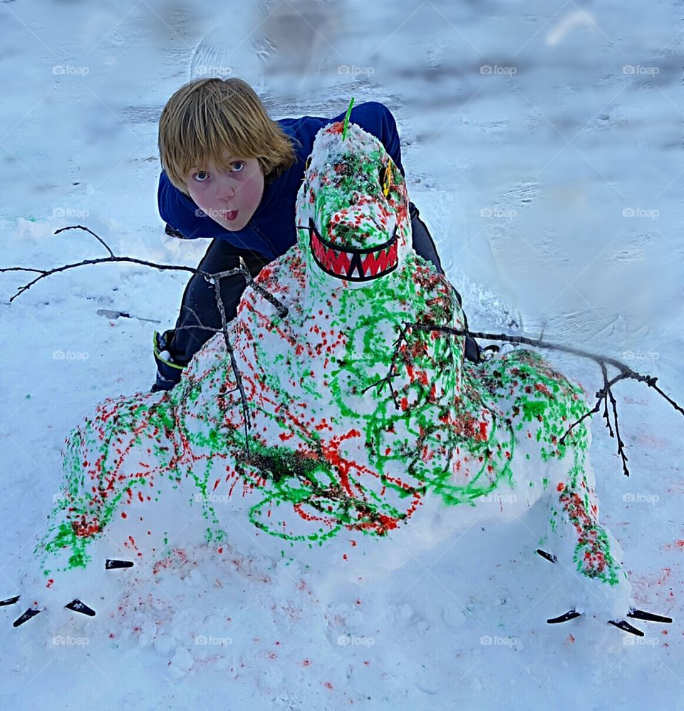 making a snow dragon