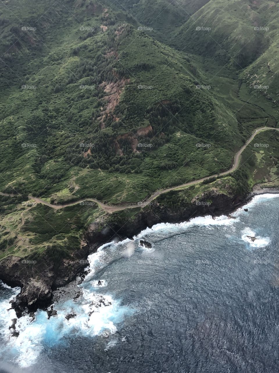 Flying above Maui on a tour of the islands.