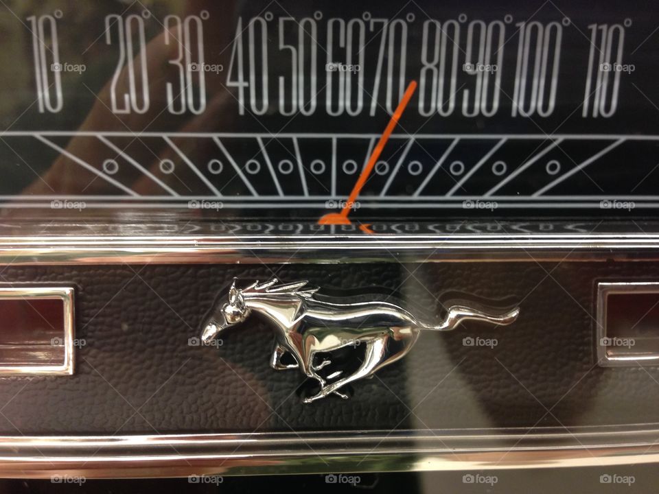 Vintage Mustang dashboard. Mustang speedometer