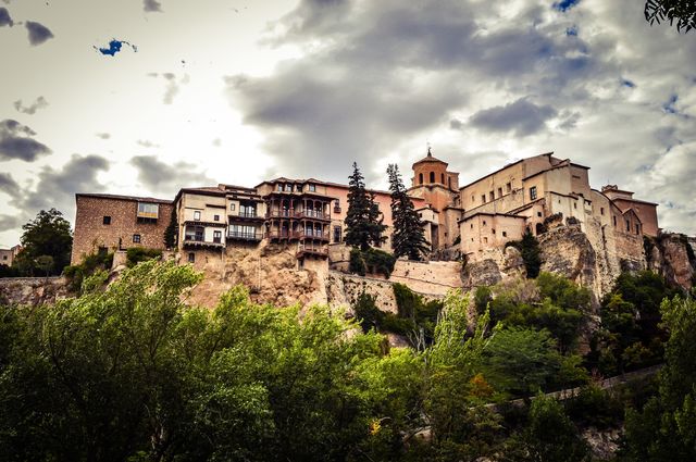 Low angle view of houses, Cuenca, Spain