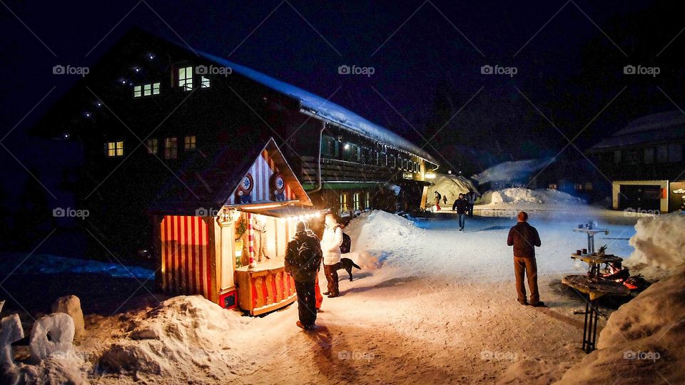 Berg Hütte Schnee kalt Glühwein