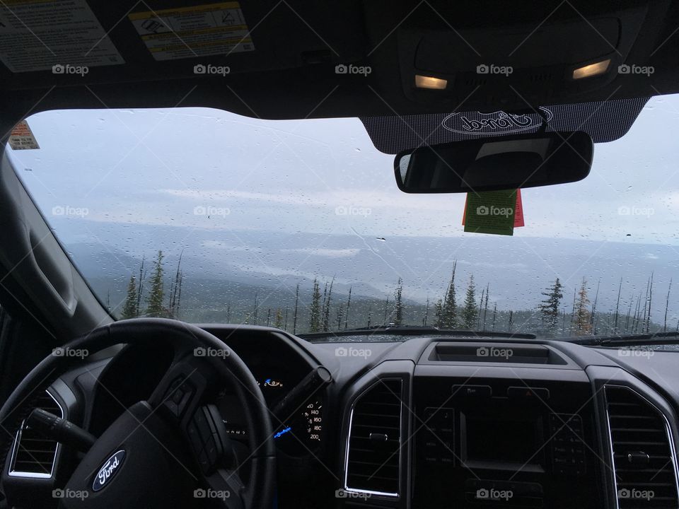 Foggy view through windshield