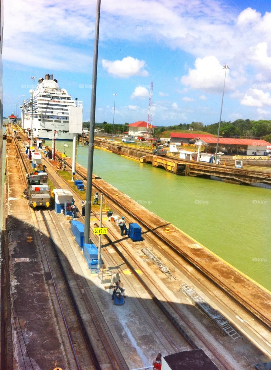 Cruise Ship in Panama Canal Lock