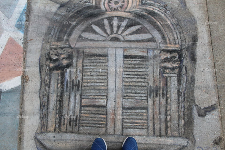 chalk art of a window