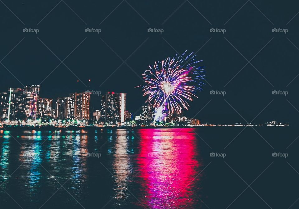 Fireworks by the beach
