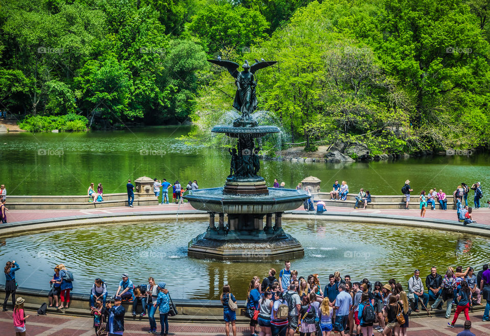 Bethesda Fountain. sunshine day at Central Park