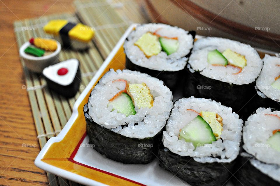 Homemade shushi rolls