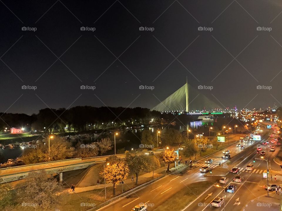 Belgrade nights new bridge view