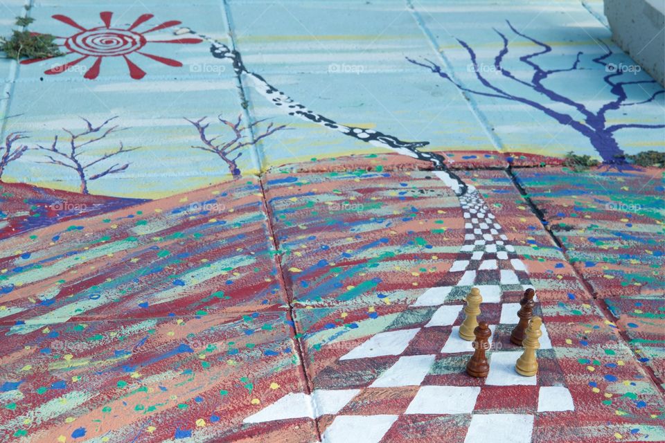 Drawing on the sidewalk 