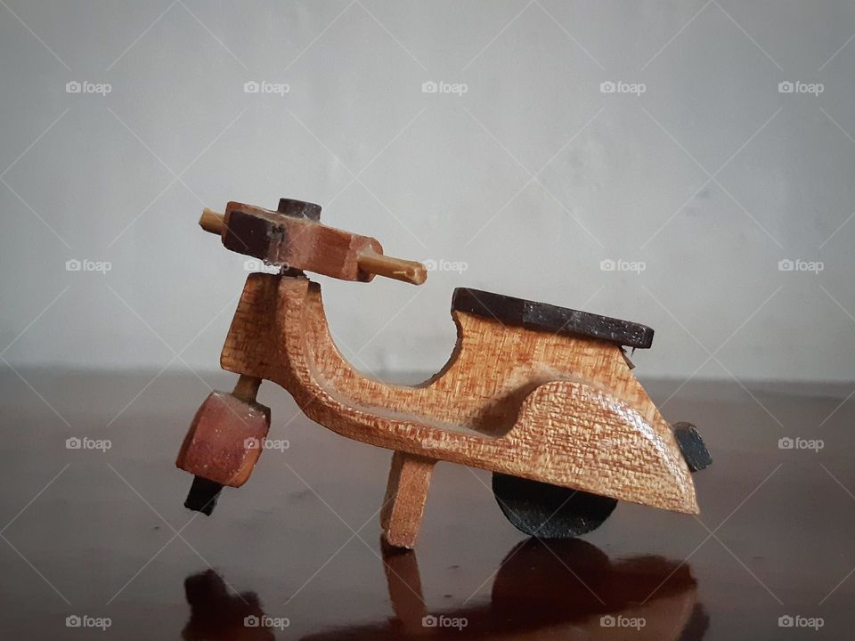 Miniature wooden motorcycle