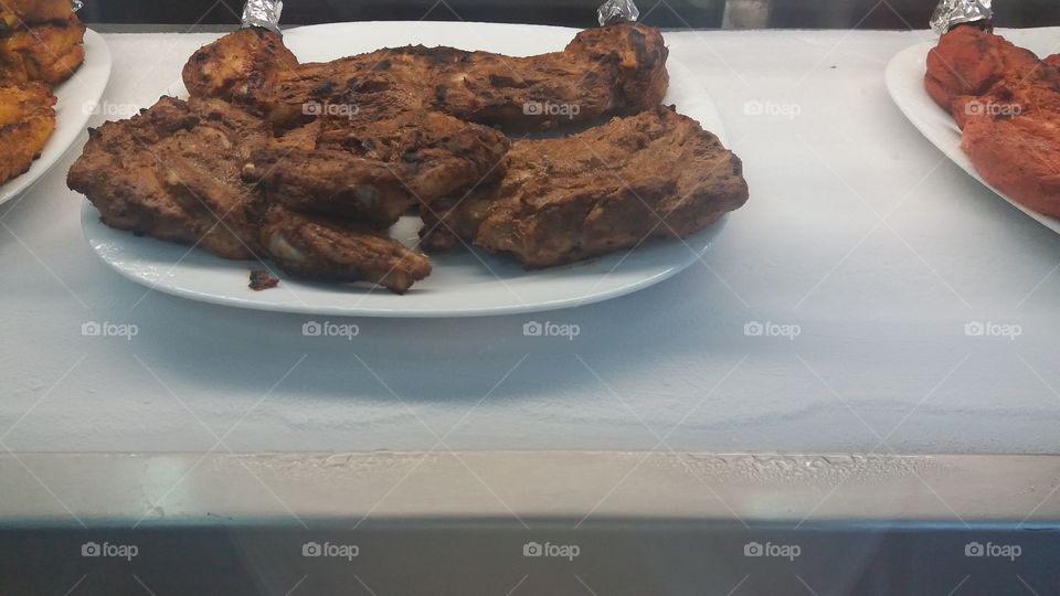 fried chicken on display