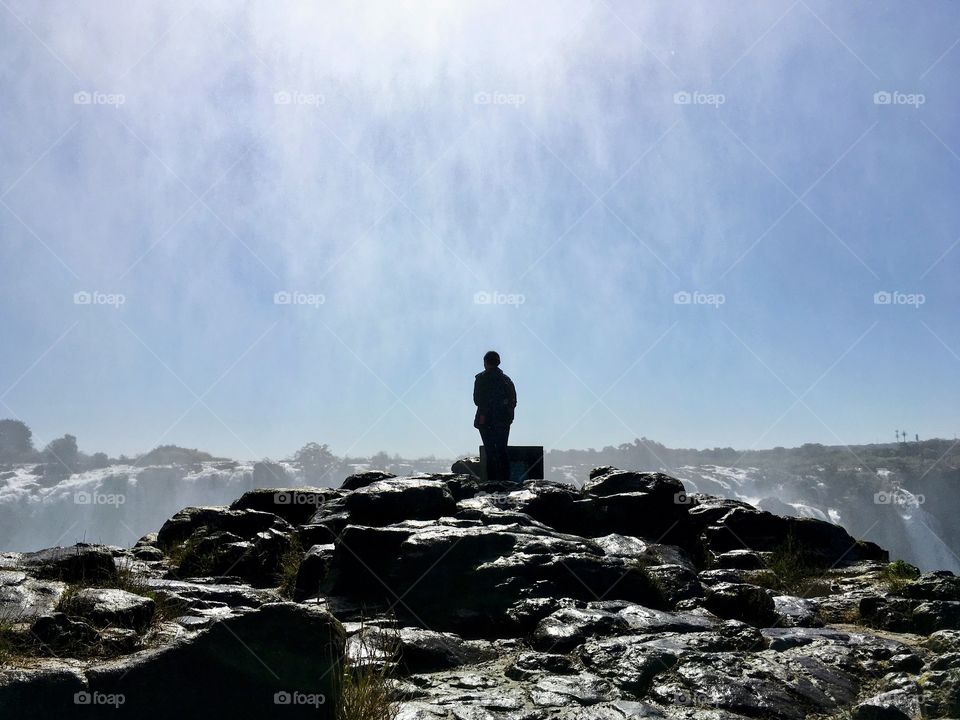 Soaking in the Waterfall at Victoria Falls.
