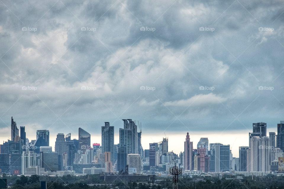 Cloudy over Skyscraper scape in Bangkok city