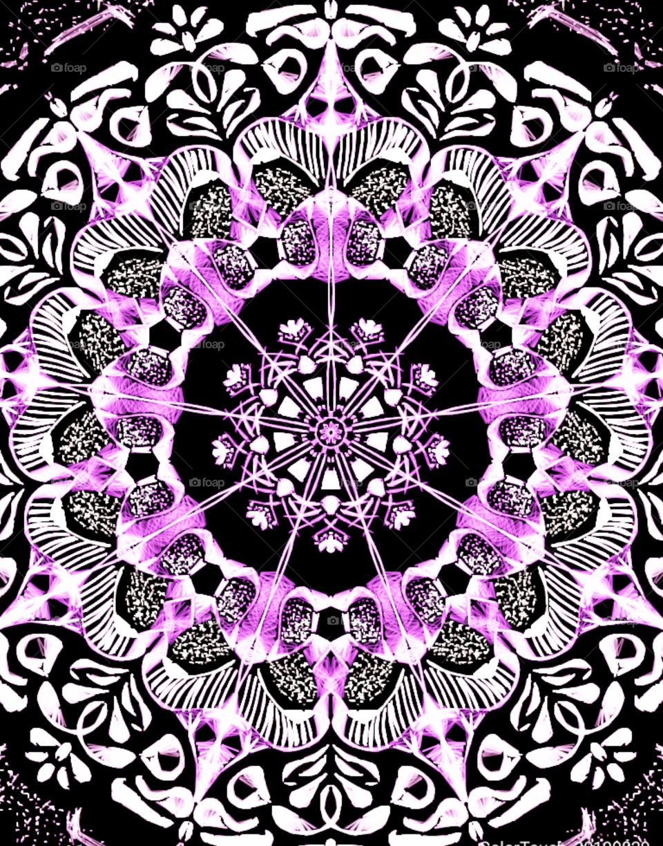 My Best Reflectional Glowing Purple Floral Art Design Pattern. Circular type of Grid.