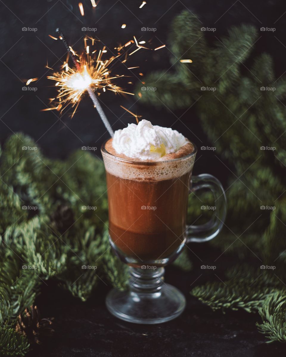 hot cocoa with sparkler