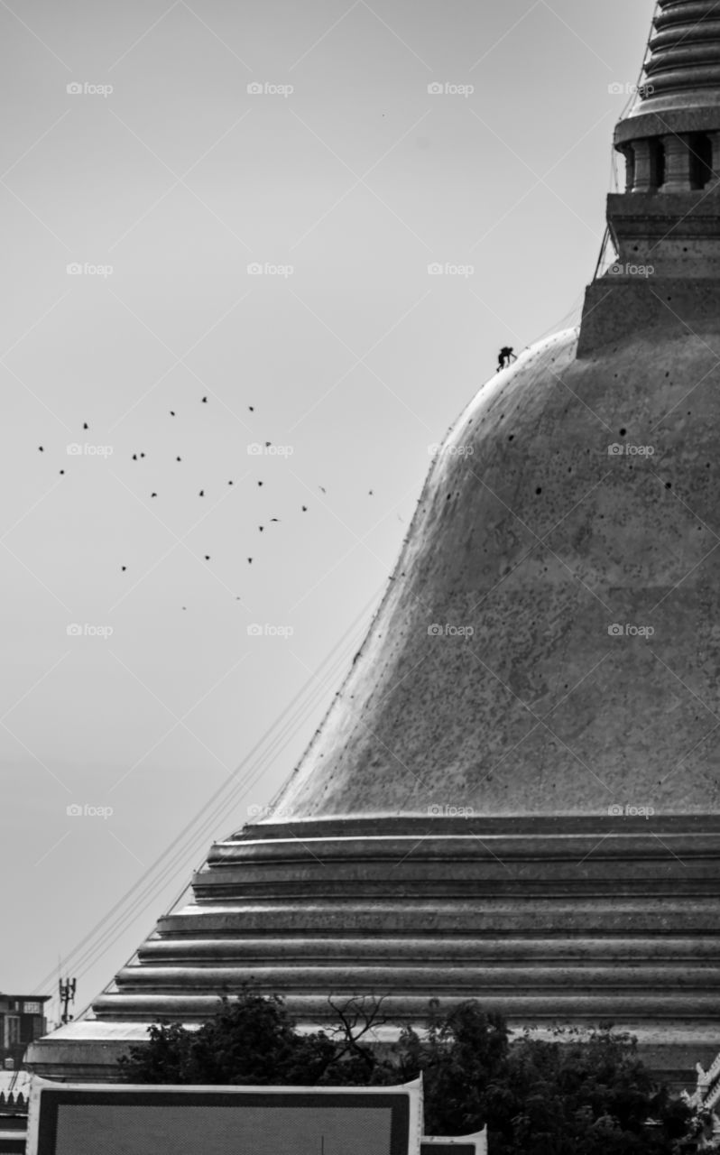 A time to climb up to top of beautiful pagoda in Thailand