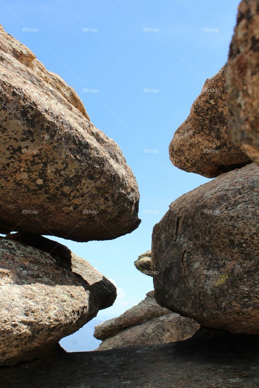 Balanced by just a pebble makes these rocks slightly intimidating but also stunning. Stacked high and wide these boulders are beautiful and shocking 