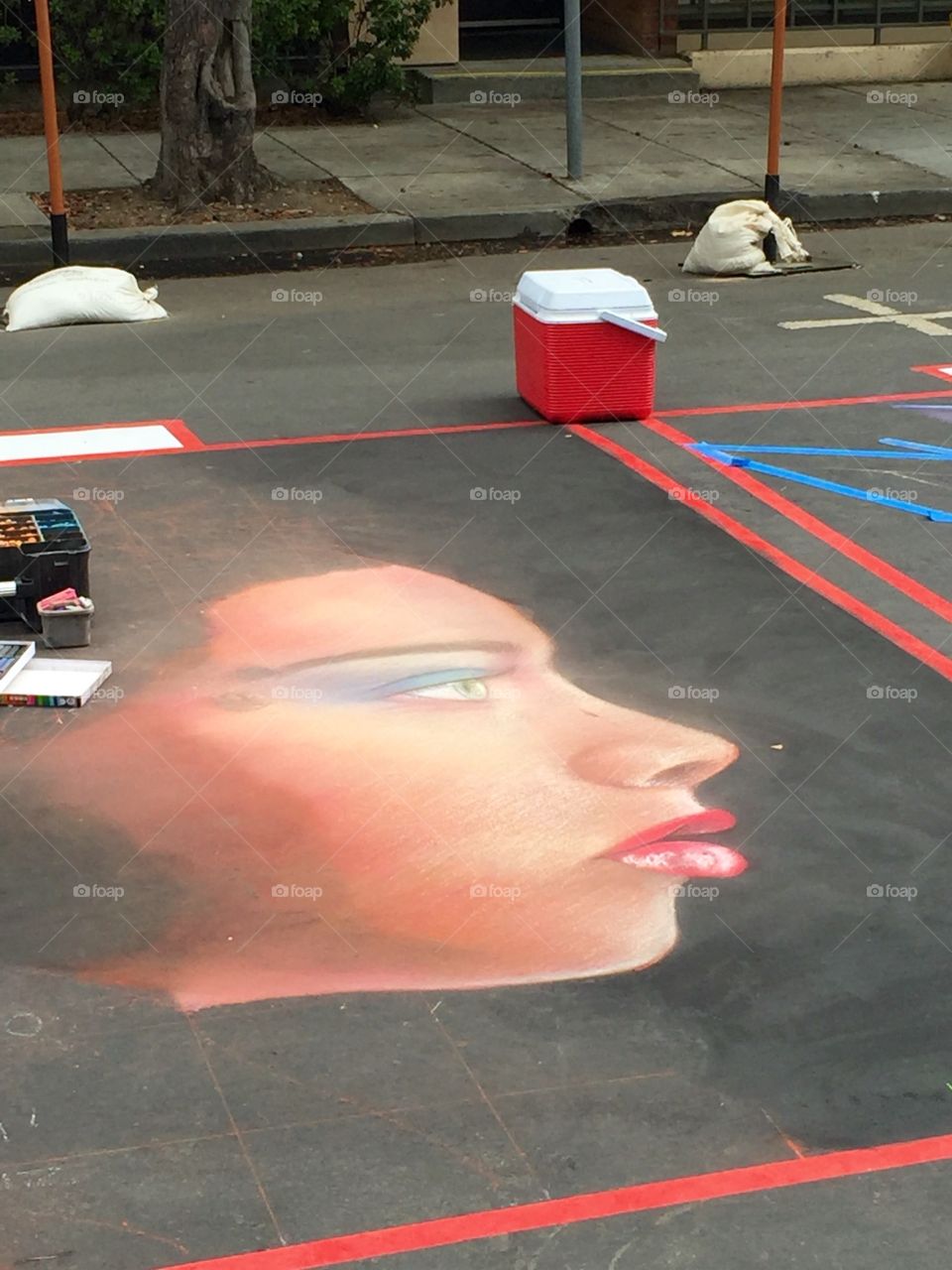 Chalk art on street