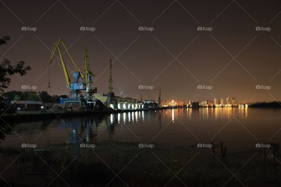 Berth, sunset, river, South port, Moscow