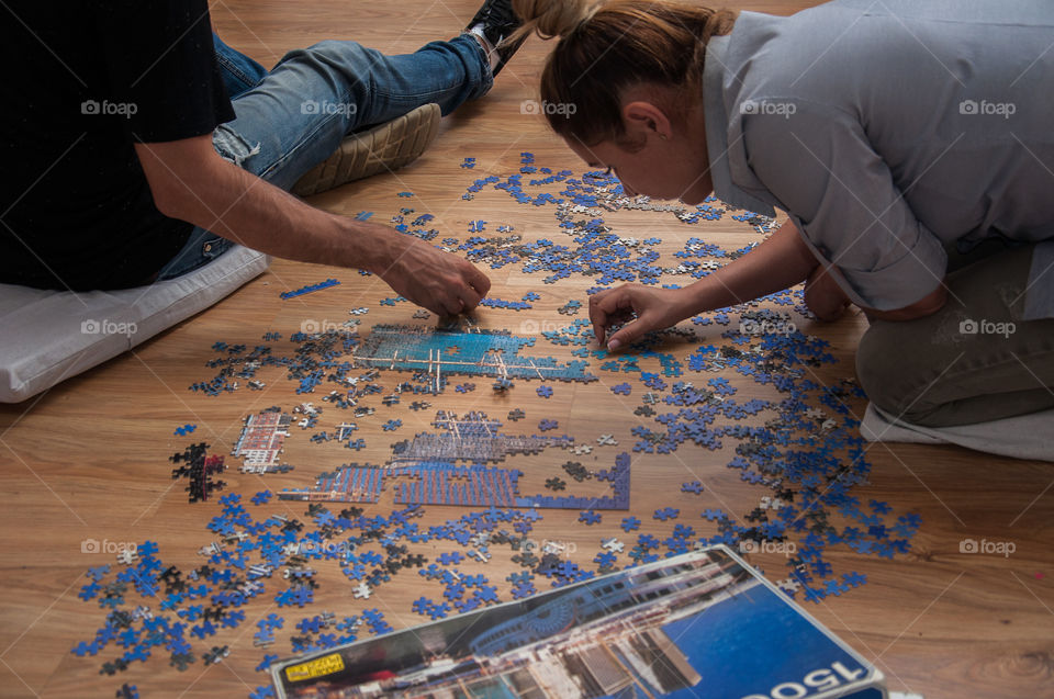 Working together on a puzzle