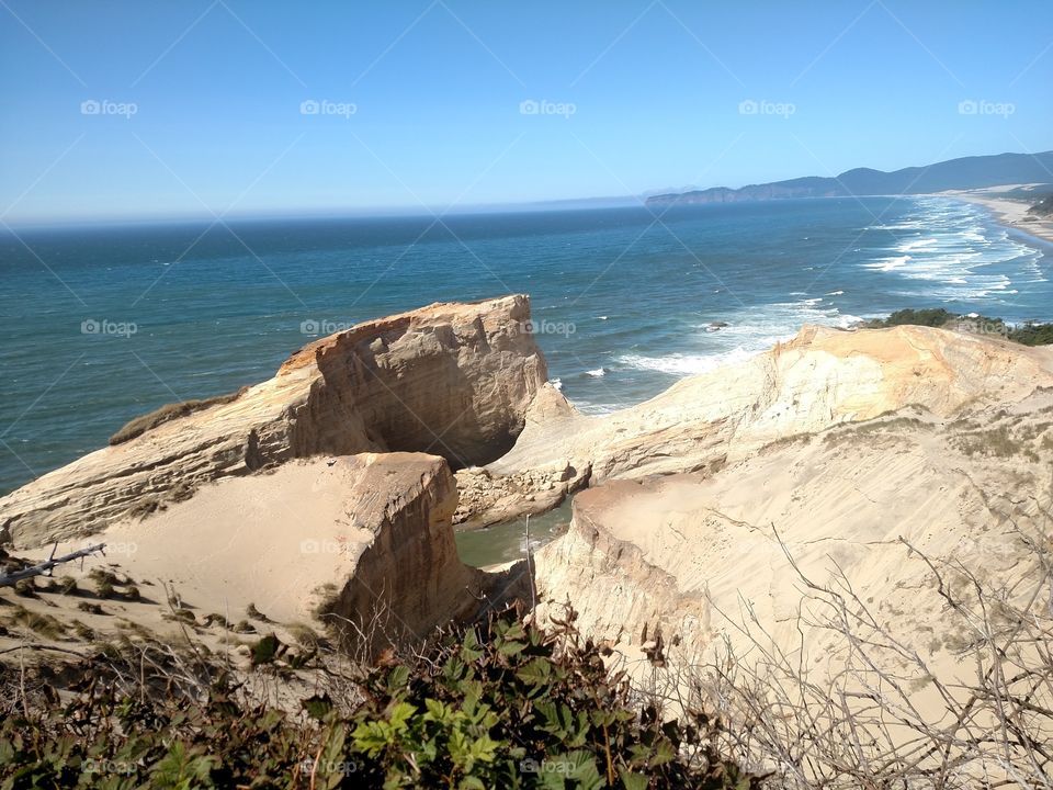 Pacific City beach cliffs.