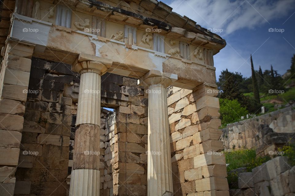 Ancient treasury building, Delphi, Greece